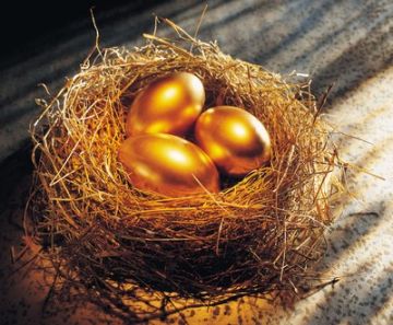 The morning sunshine enters your room. As you wake up to the lovely singing of birds, you see a small nest has been built just outside your window. 

You open your window to look inside the nest and are surprised to see three solid gold eggs!